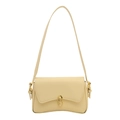 Schicke beige Umhängetasche mit goldenem Ovalschloss und elegantem Schulterriemen - Gelb
