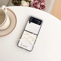 Elegante weiße Lederhülle mit Schleife für Samsung Z Flip faltbare Handy-Modelle - Weiß / ZFlip3