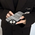 Detail of woven texture phone case for iPhone with raised lens protection and matte frame - iPhone 13 Pro / Black