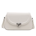 Borsa a tracolla chic in pelle bianca con elegante chiusura a cuore in argento - Bianco