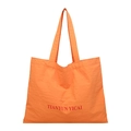 Minimalist orange tote bag with letter print and large capacity shoulder straps - Orange
