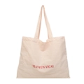 Light pink large canvas tote bag with red letter print and comfortable shoulder straps - Pink