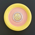 Gedetailleerd overzicht van een ronde magnetische telefoonhouder met glitter - Rond / Geel