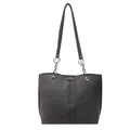 Minimalistische donkergrijze tote bag met zilveren kettingriemen op witte achtergrond - Zwart