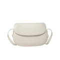 Minimalist creamy white saddle crossbody bag with high-quality texture and slim strap - White
