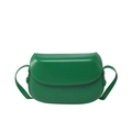 Minimalist bright green crossbody saddle bag with smooth leather finish for women - Green