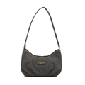 Elegante koreanische Achseltasche mit Falten aus dunkelgrauem Cord mit Schultergurt - Schwarz
