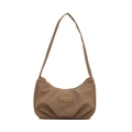 Klassische braune Cord-Hobo-Schultertasche mit Faltendesign und langem Gurt - Khaki