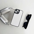 Detail of white litchi leather phone case with black lens frame and lifestyle accessories - Large-pore Texture - Single Shell - White / iPhone 13PRO