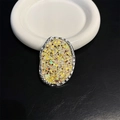 Dettaglio del supporto ovale glitterato con paillettes dorate e cornice argentata - Stile Ovale Glitter Dorato (N. 10)