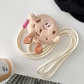 Dettaglio della borsa a tracolla in peluche a forma di biscotto con cinturino in cotone - Corda Intrecciata - Portafoglio Biscotto in Peluche (con Clip Posteriore) / Cuoio