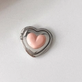 Support de téléphone pliable en forme de cœur avec cœur rose 3D et cadre en métal argent - Rose
