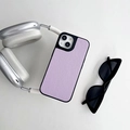 Detail of light purple lychee texture leather case for iPhone with black protective borders - Large-pore Texture - Single Shell - Purple
