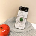 Detail of glitter phone case with green ball ring holder for Samsung Galaxy Z Flip - Matte Hard Case-Silver Foil Heart-Ball Ring-Dark Green / Samsung ZFold3