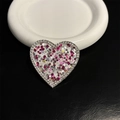 Detail of heart phone grip with colorful star sequins and sparkling rhinestone edge - Multicolor Star Glitter (No. 7)