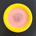 Detail view of heart-shaped phone grip with pink glitter and sequins inside - Heart / Pink