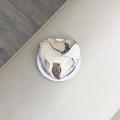 Detail of silver heart phone socket with wavy edges on MagSafe magnetic stand - Metallic Balloon Heart / Silver