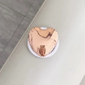 Detailed view of heart-shaped balloon MagSafe phone grip in rose gold chrome mirror finish - Metallic Balloon Heart / Pink