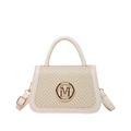 Borsa a tracolla bianco crema con fibbia dorata M e manico superiore alla moda - Bianco