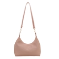 Bolso de hombro minimalista de cuero encerado rosa viejo con detalles dorados - Rosa