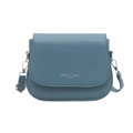 Chic foggy blue matte PU leather saddle shoulder bag with adjustable strap for women - Blue