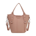 Chic pink bucket bag in lychee pattern leather with top handle and adjustable strap - Pink