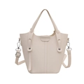 Creamy white lychee pattern bucket bag with silver hardware and adjustable strap - White