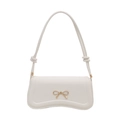Elegante cremeweiße Handtasche mit goldener Schleife und stilvollem Knotengurt - Weiß