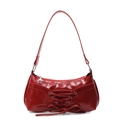 Borsa a spalla Y2K in vernice rossa con lacci intrecciati e fiocco decorativo - Borgogna