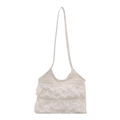 Sac fourre-tout en dentelle blanche à plusieurs couches avec volants et bandoulières - Blanc