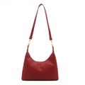 Red woven PU leather underarm hobo bag with large capacity and minimalist design - Red