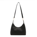 Stylish black crocodile embossed hobo bag with an adjustable shoulder strap for women - Black