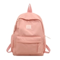 Sac à dos rose minimaliste en nylon imperméable de grande capacité avec logo sourire - Rose
