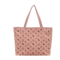 Grand sac cabas rose en similicuir pour femme avec imprimé cartoon et rivets dorés - Rose