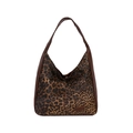 Borsa tote vintage leopardata con spalline in pelle marrone e grande capacità interna - Stampa Leopardata Classica (Marrone)