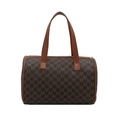 Bolso tote grande retro con monograma marrón oscuro y elegantes asas de cuero - Marrón