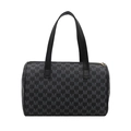 Bolso Boston clásico con estampado de monogramas vintage y asas de cuero negro - Negro