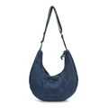 Bolso tote de mezclilla grande y minimalista azul oscuro con correa ajustable fina - Azul claro