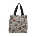 Borsa a spalla retrò con stampa a farfalla colorata e tracolla nera su sfondo bianco - Motivo Farfalla Colorata (Stile 2)