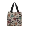 Borsa tote in tessuto jacquard con motivi floreali colorati e manici neri - Floreale Astratto Multicolore (Stile 1)