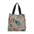 Borsa tote in tessuto jacquard floreale con motivi vintage e manici neri resistenti - Floreale Pastorale Vintage (Stile 3)