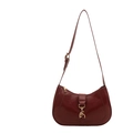 Bolso de hombro retro de cuero PU burdeos con hebilla dorada y correa delgada - Rojo