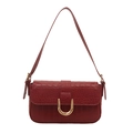 Chique bordeauxrode crossbodytas met krokodillenprint en gouden hoefijzergesp - Rood