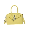 Chic lemon yellow lychee pattern handbag with silver hardware and shoulder strap - Yellow