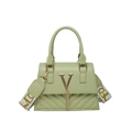 Elegant mint green quilted crossbody bag with golden V logo and stylish tassel detail - Green