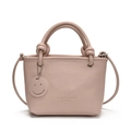 Chic lotus pink lychee leather bucket bag with top handle and crossbody strap - Pink