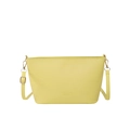 Vibrant yellow litchi grain bucket bag with adjustable strap and gold hardware accents - Yellow