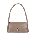 Klassieke koffiebruine baguette tas van kunstleer met een elegante gouden metalen gesp - Khaki