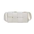 Elegante borsa bianca a tracolla con trama a treccia larga e motivo a pelle di serpente - Bianco