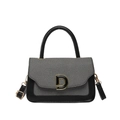 Retro crossbodytas in zwart-grijs kleurblok-design met goudkleurige D-gesp en riem - Zwart